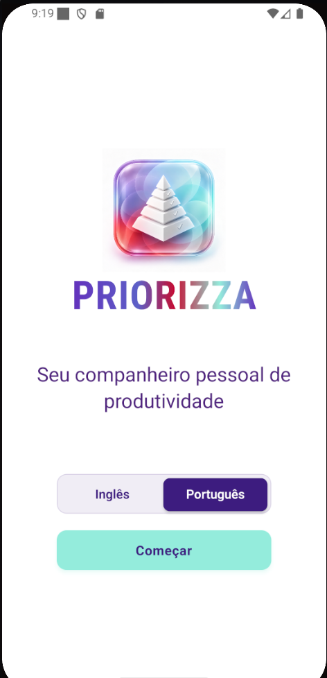 Tela inicial do Priorizza